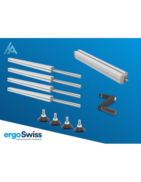 système de réglage en hauteur Ergoswiss hydraulique TQ 350kg course 300mm 4 vérins manuel