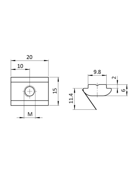 Coulisseau basculant à ressort Rainure 10mm M8 Compatible Bosch Rexroth