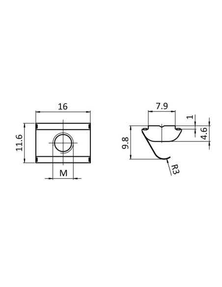 Coulisseau basculant à ressort Rainure 8mm M6 Compatible Bosch Rexroth