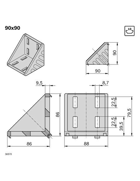 Equerre 90x90 Bosch Rexroth 3842523575
