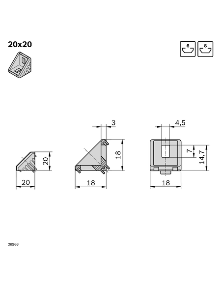 Equerre 20x20 Bosch Rexroth 3842523508