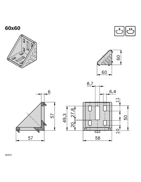 Equerre 60x60 Bosch Rexroth 3842523546