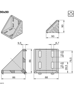 Equerre 90x90 SET Bosch Rexroth 3842523578 2