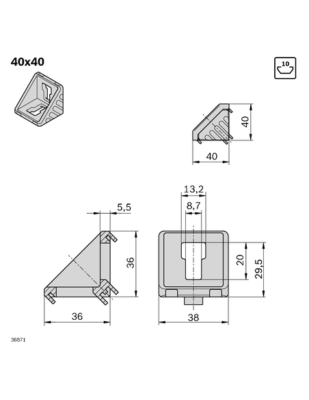 Equerre 40x40 Bosch Rexroth 3842528967
