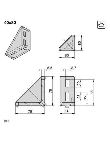Equerre 40x80 Bosch Rexroth 3842529005