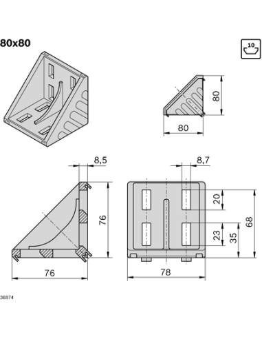 Equerre 80x80 Bosch Rexroth 3842530231