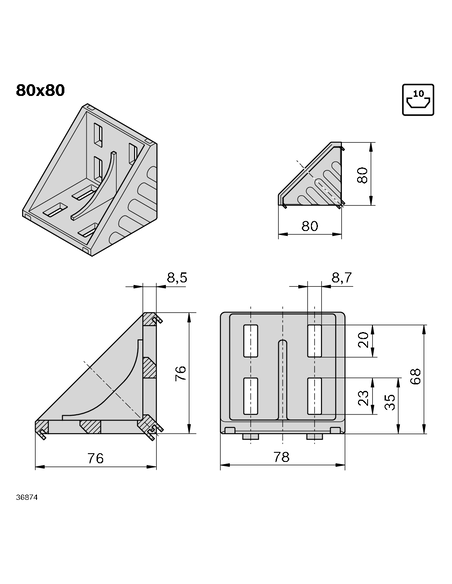 Equerre 80x80 Bosch Rexroth 3842530231