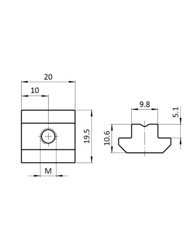 Coulisseau Rainure 10mm M4 Compatible Bosch Rexroth