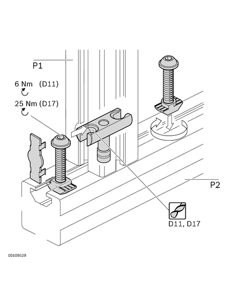 Jonction à boulons D11x30 rainure 8/10 Bosch Rexroth 3842555590