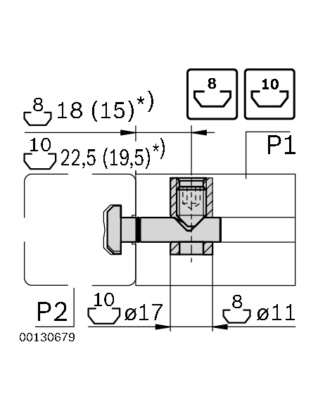 Jonction rapide 0° R8B / R10B Bosch Rexroth 3842535464