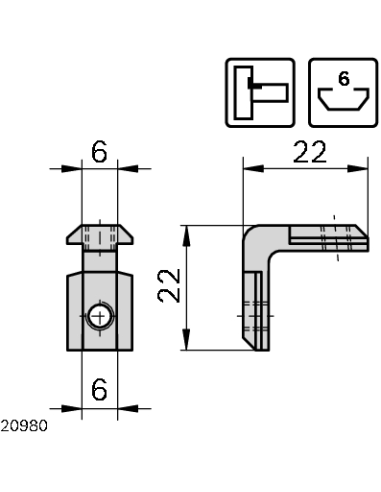 Équerre interne 6 R Bosch Rexroth 3842535575