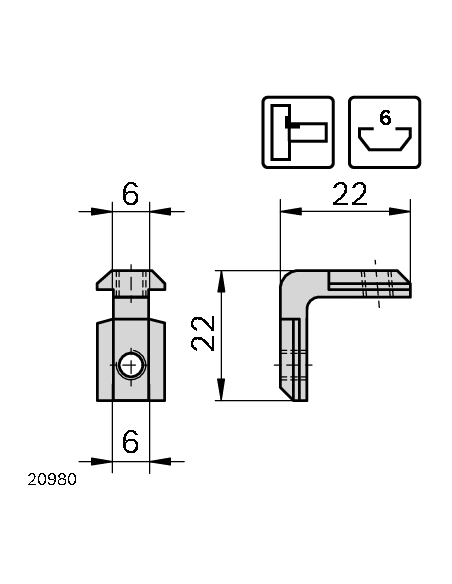Équerre interne 6 R Bosch Rexroth 3842535575