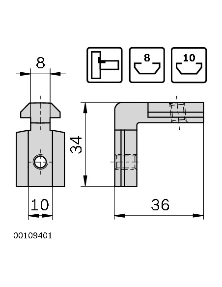 Équerre interne 8/10 R Bosch Rexroth 3842535576