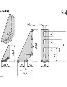 Équerre de fondation 40x160 Bosch Rexroth 3842529006 2