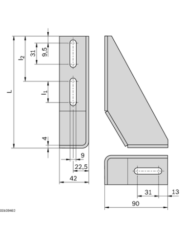 Équerre de fondation 210x90x42x4 Bosch Rexroth 3842146848