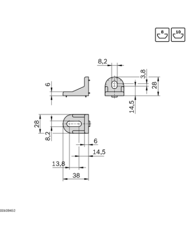Equerre R28X28X38 8-10 SET Bosch Rexroth 3842515547