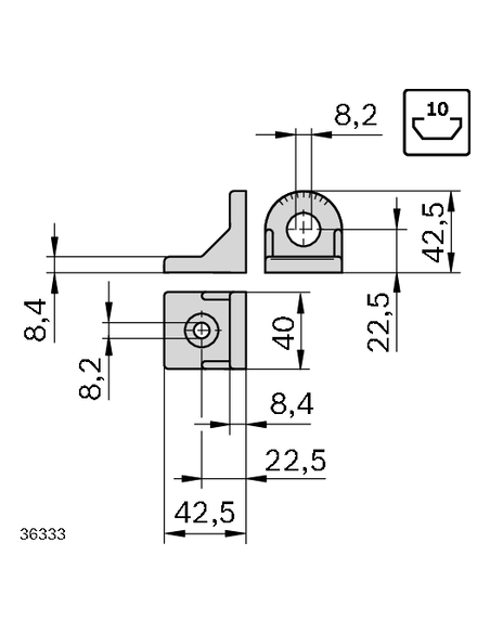 Equerre R40x43 Silver SET Bosch Rexroth 3842538706