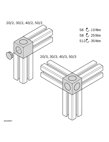 Raccord en cube 45/3 Bosch Rexroth 3842523874