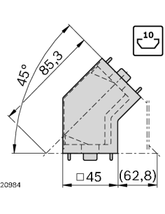ELEMENT DE JONCTION 45° 45X45 SILVER GREY Bosch Rexroth 3842554456 2