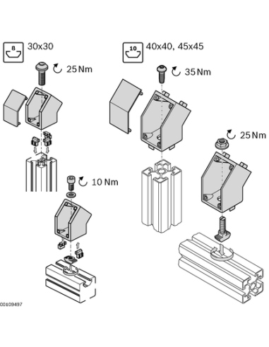 ELEMENT DE JONCTION 45° 30X30 SILVER ESD Bosch Rexroth 3842554453