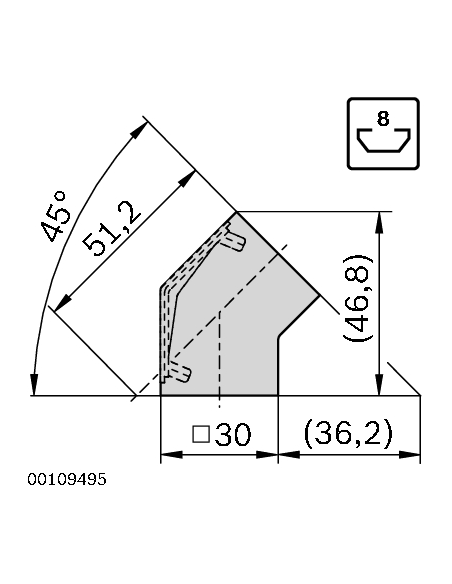 ELEMENT DE JONCTION 45° 30X30 SILVER GREY Bosch Rexroth 3842554452