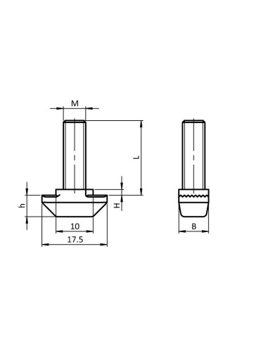 Vis a Tête rectangulaire M8x25 Rainure 10mm Compatible Bosch Rexroth