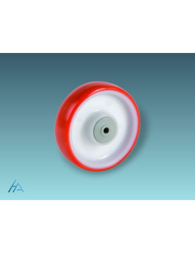 Roulette diamètre 80 mm pivotante frein roulement à billes polyuréthane rouge - 130 Kg