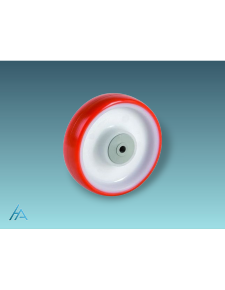 Roulette diamètre 80 mm pivotante frein roulement à billes polyuréthane rouge - 130 Kg