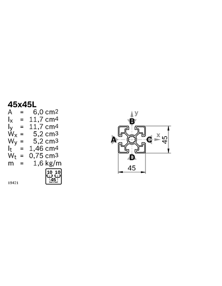 Profilé aluminium 45x45L Bosch Rexroth sur mesure