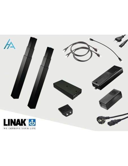 système de réglage en hauteur 2 vérins Linak DL17 course 660mm 140kg batterie